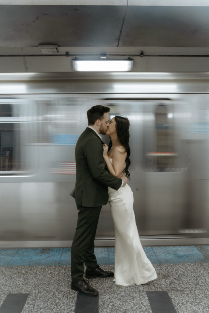 Chicago urban elopement photography in a subway station